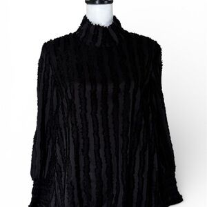 Buru Textured Black Silk Shirt | M | NWT